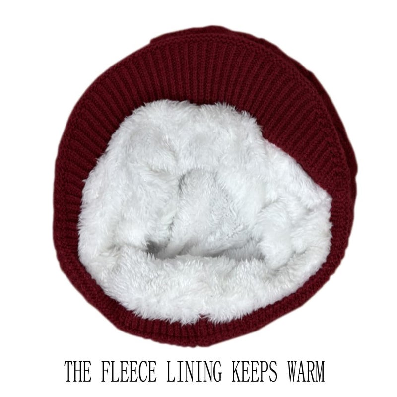 XYX Women's Winter Wool Lined Elastic Knitted Hat Visor Beanie Trendy Warm Hat (US, Alpha, One Size, Khaki) - Image 2