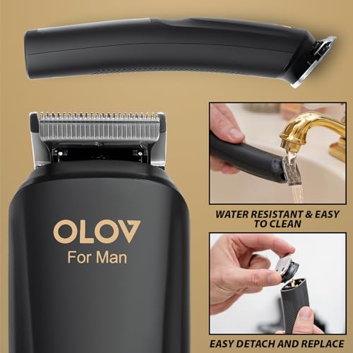 OLOV For Man أولوف ماكينة حلاقة اللحية للرجال، مجموعة العناية الشاملة المكونة من 21 قطعة وماكينة قص الشعر، للأنف، الأذن، الجسم والوجه، ماكينة حلاقة كهربائية مع قاعدة شحن USB - Image 4