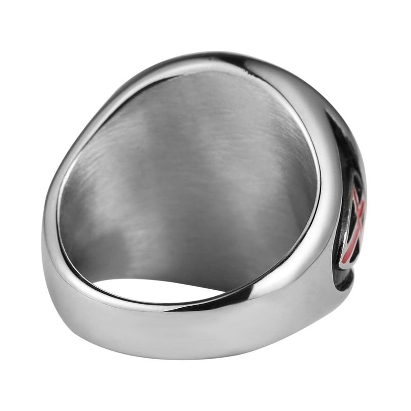 HZMAN Knights Templar Put On The Whole Armor of God Ephesians 6:13-17 Red Cross Design Men's Stainless Steel Ring - Image 4