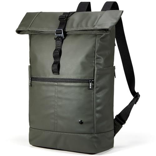 HIMZ WARRIOR Casual Daypack Backpack for Women Heavy Duty Large Roll Top Rucksack Backpack for Adult Men Lightweight Backpack for Travel Green - Image 1