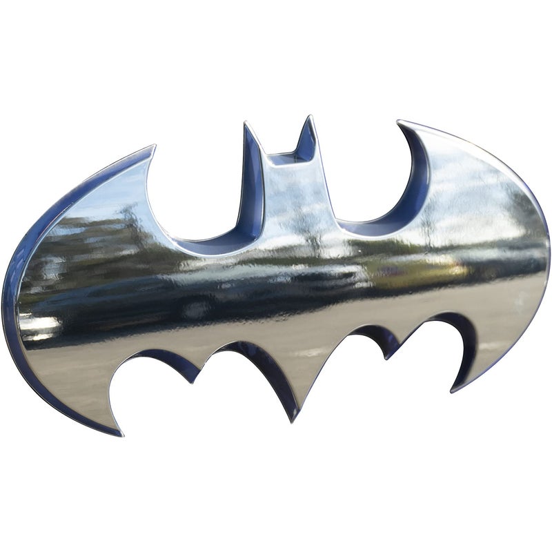 Fan Emblems Batman 3D Car Badge  1989 Batwing Logo  Large Chrome 73 x 36 x 04 inches