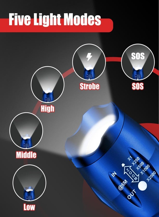 Victoper LED Flashlight 2 Pack Blue, Bright High Lumens Tactical Flashlights High Lumens with 5 Modes, Waterproof Zoomable Flash Light for Outdoor, Gifts for Father's Day Camping Essentials Gear - Image 4