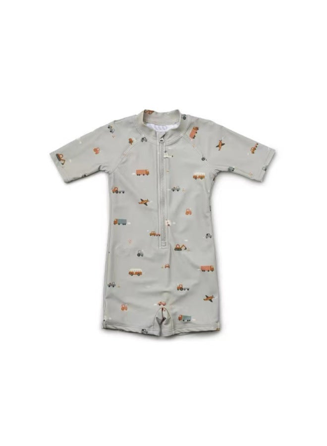 إسكدنيا بدلة سباحة للأطفال من قطعة واحدة للعطلات البحرية للأولاد والبنات، بدلة سباحة للأطفال برسوم كارتونية للحماية من الشمس سريعة الجفاف - اللون: بدلة سباحة مقاس السيارة: 130 - Image 1