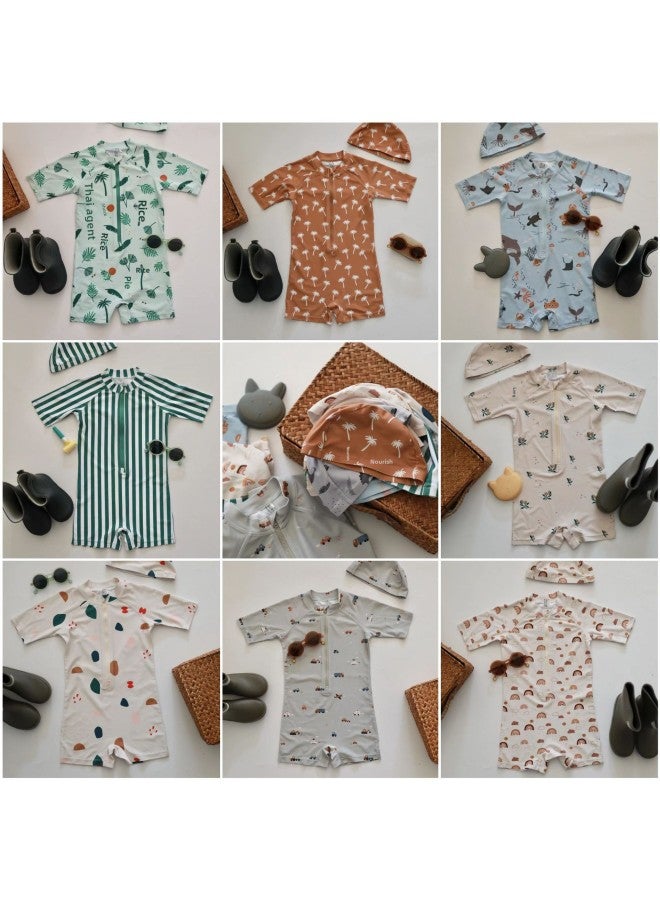 إسكدنيا بدلة سباحة للأطفال من قطعة واحدة للعطلات البحرية للأولاد والبنات، بدلة سباحة للأطفال برسوم كارتونية للحماية من الشمس سريعة الجفاف - اللون: بدلة سباحة مقاس السيارة: 130 - Image 3