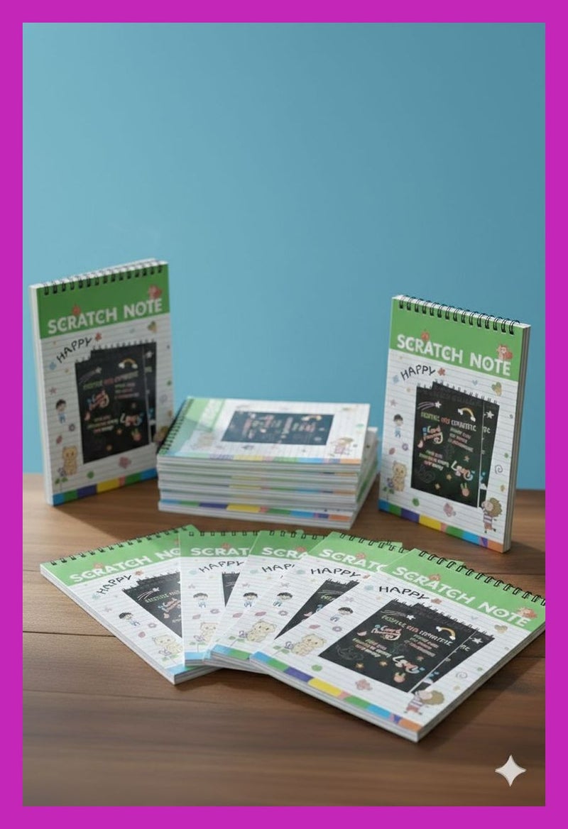 MindFit Scratch Art Note Book Set - 12 Pcs for Kids - Image 1