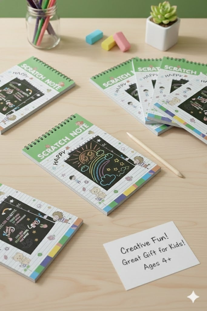MindFit Scratch Art Note Book Set - 12 Pcs for Kids - Image 4