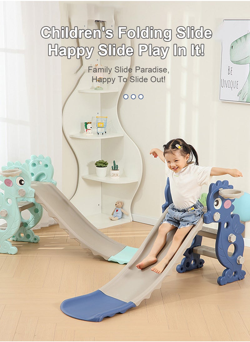 Children's Slide 1-3-5 Years Old Baby Independent Entertainment Slide Suitable For Indoor And Outdoor Small Playground Toy Set With Basketball Stand