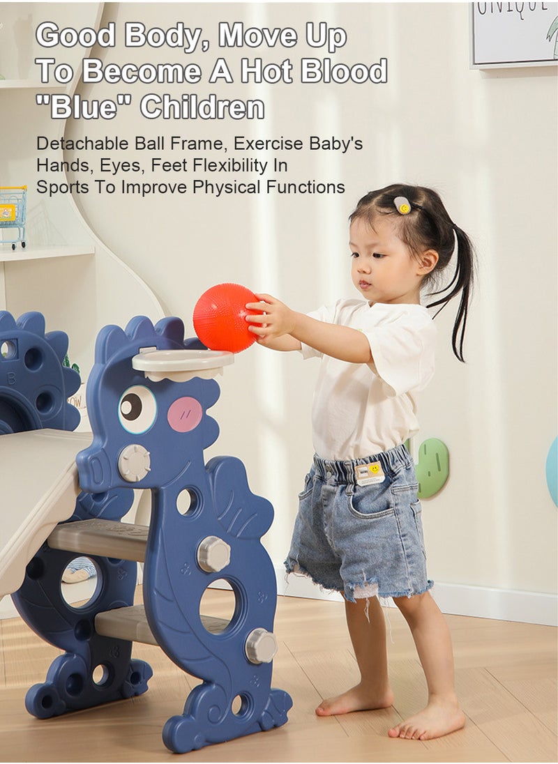 Children's Slide 1-3-5 Years Old Baby Independent Entertainment Slide Suitable For Indoor And Outdoor Small Playground Toy Set With Basketball Stand