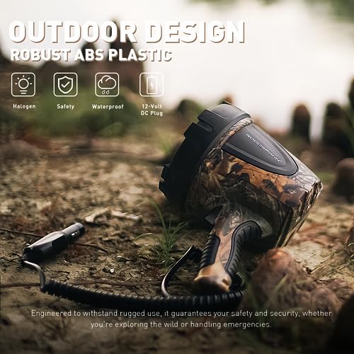 GOODSMANN Spotlight Hunting Camo Portable Handheld Spotlights 1500 Lumen Realtree® Xtra Halogen Boat Corded 12V Plug-in Spot Light Outdoor with Oxford Bag Tactic Pro H102-01 - Image 2