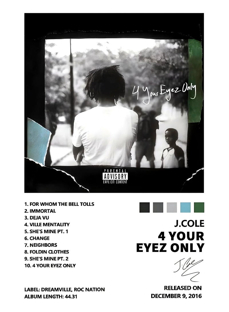 TNESSENTIAL J COLE   4 YOUR EYES ONLY   CANVAS POSTER - Image 1