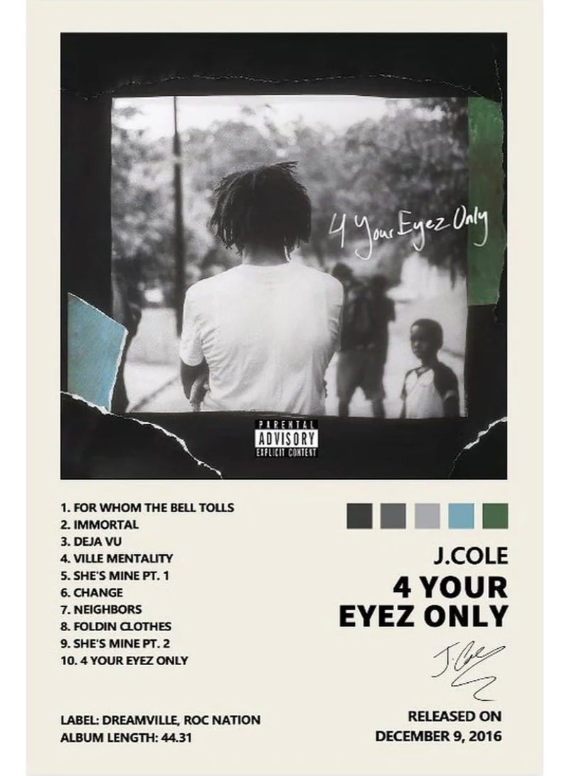 TNESSENTIAL J COLE   4 YOUR EYES ONLY   CANVAS POSTER - Image 2