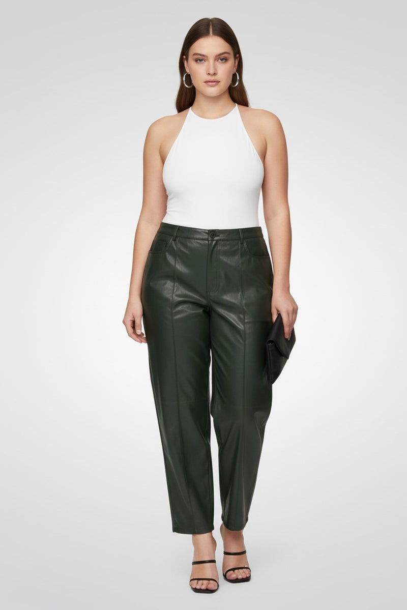 The Giving Movement Women Regular Fit Solid Straight Leg Pants, Dark Green - Image 1