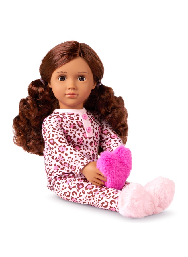 Our Generation Doll w/ Leopard Pajama & Heart Pillow, Gracia - Image 2