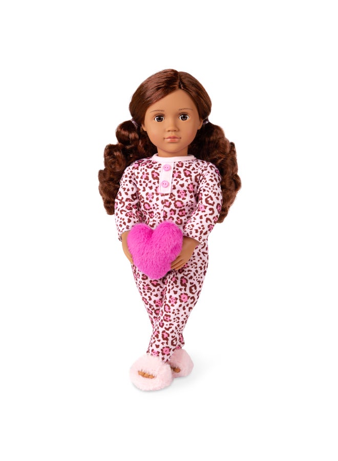 Our Generation Doll w/ Leopard Pajama & Heart Pillow, Gracia - Image 1