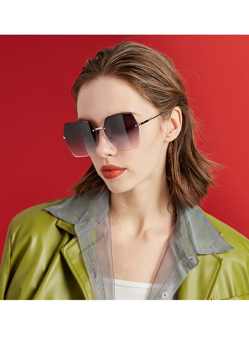 LAOONT Women's Sunglass Polarized Lens Hexagon Semi-Rimless Frame-Stylish design - Image 3
