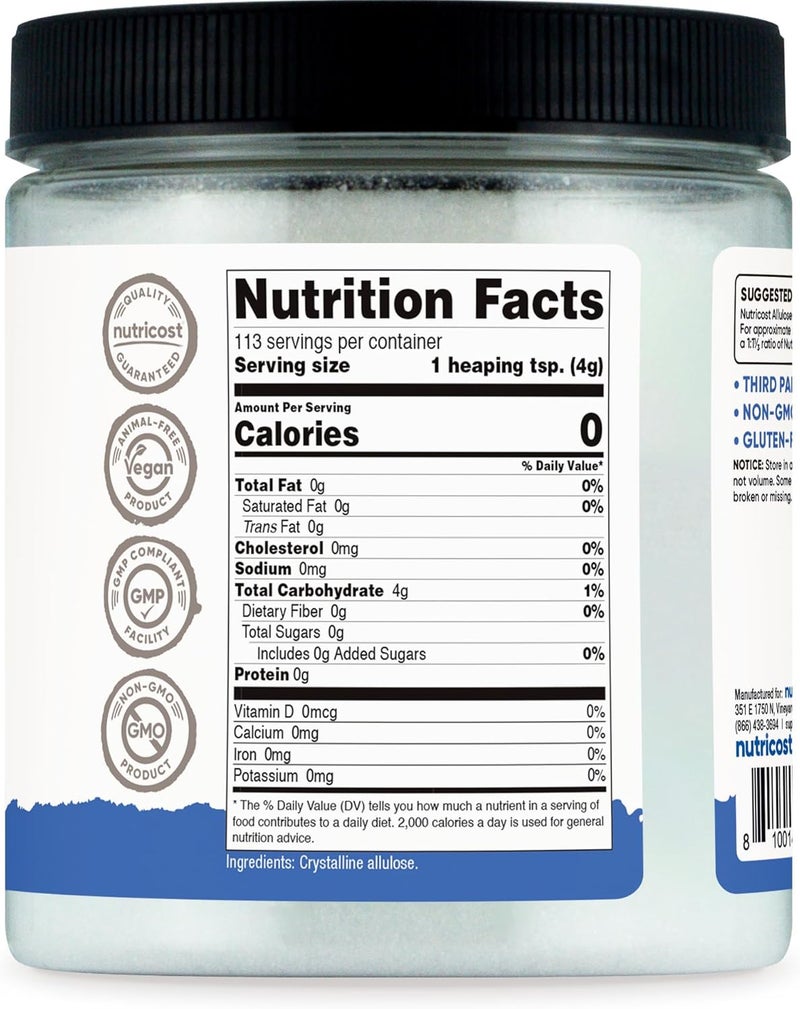 Nutricost Allulose Sweetener (1 LB) - KETO Sugar, 0 Calorie, Low Carb, Natural Sugar Alternative, Crystalline Powder - Image 3