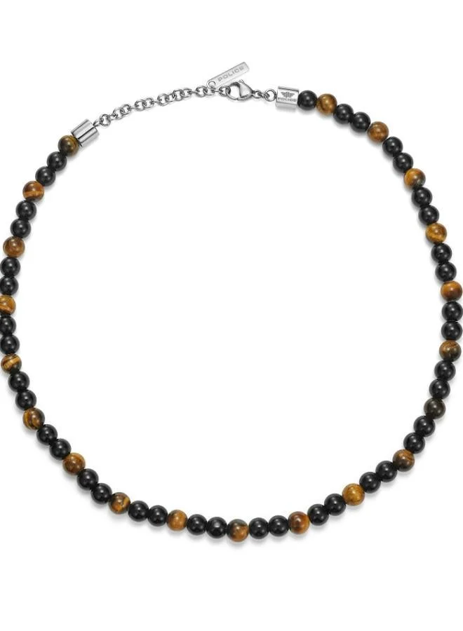 Police  Spheres Black Beads And Tiger'S Eye Neckalace for Men for Men | Best Price UAE