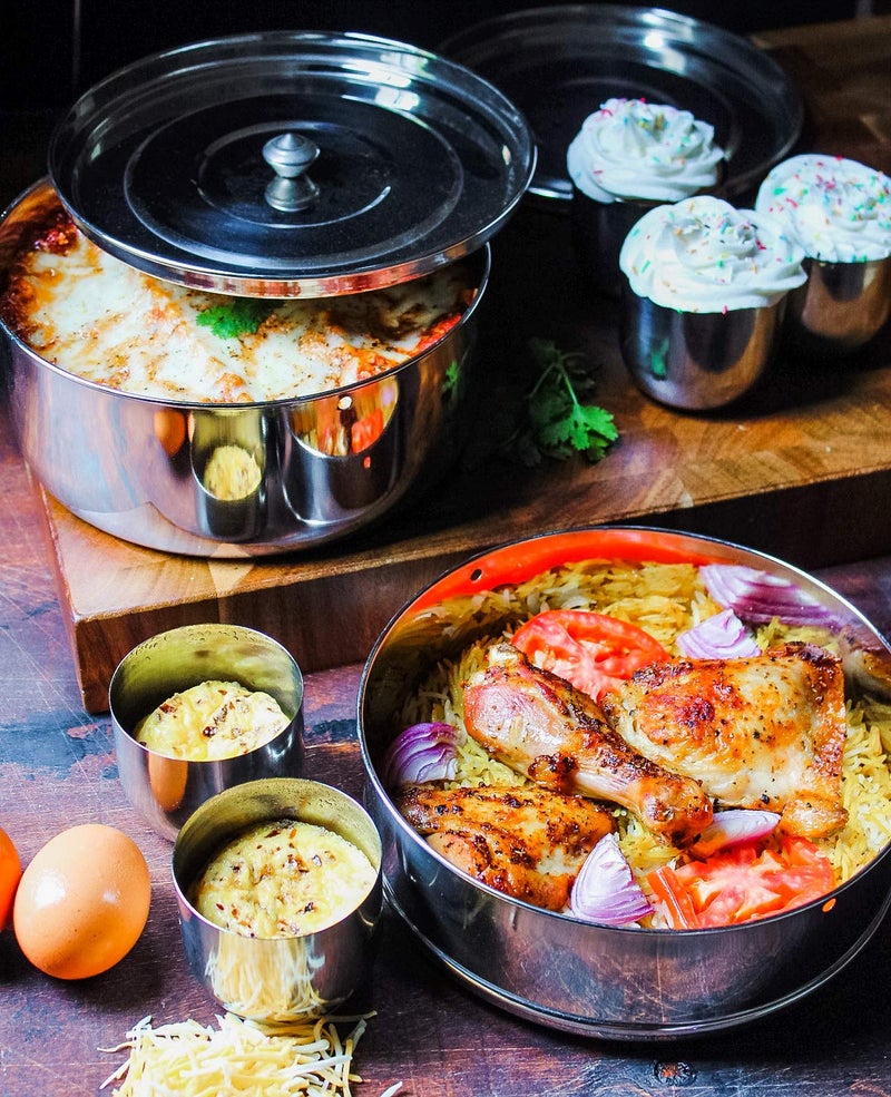 Ecozoi Premium Extra Deep Stackable Steamer Insert Pans Pot in Pot Compatible with Instant Pot 6, 8 Quart Instant Pot Accessories - 2 Tier | Interchangeable Lids | 5 Additional Mini Cups for Baking - Image 4