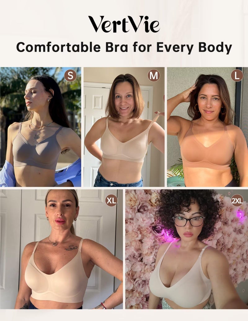 Vertvie Womens Seamless Bra No Underwire Comfort Push Up Bras Buttery Soft Wireless Bralette Full Coverage Sport Everyday Bra(Black,Small) - Image 5