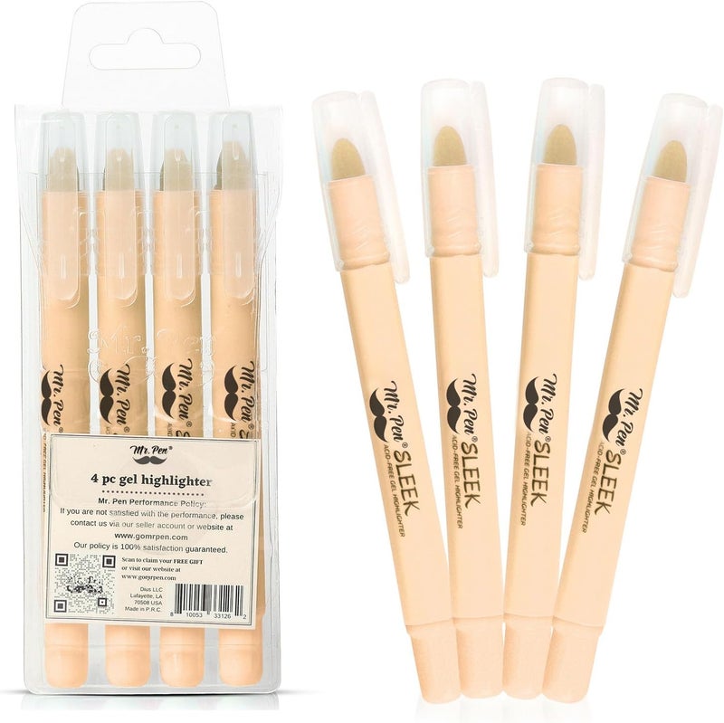 Mr. Pen - No Bleed Gel Highlighters, Cream, 4 Pack | Bible Highlighters and Pens No Bleed, Bible Markers for Study, Journaling, School Supplies and Accessories - Image 1