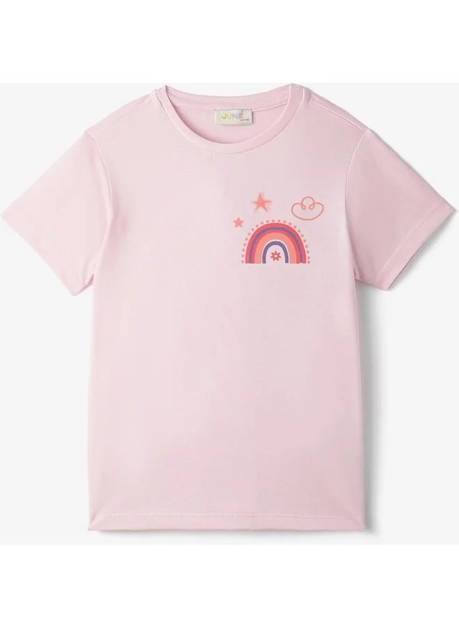 JUNE June Girl Short Sleeve 2-Pack Printed Tshirt Light Pink - Lilac