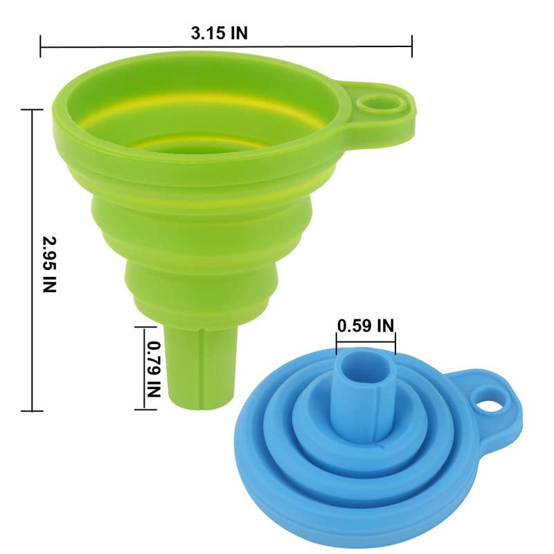 SANGAM TRADERS 2 Pack Silicone Collapsible Funnel Foldable Kitchen Funnels Hopper for Water Bottle Liquid Powder Transfer - Image 3