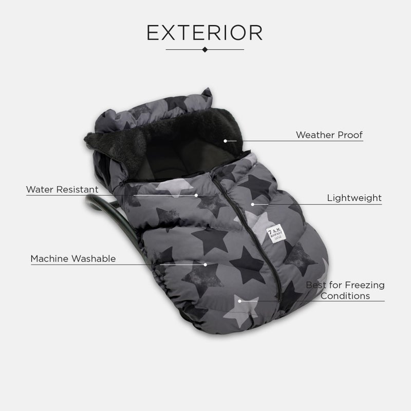 7 A.M. 7AM Enfant Car Seat Covers - Cocoon Baby Cover for Boys & Girls, Rain & Snow Repellent, Breathable Windproof, Center Zipper, Universal Fit for Infant Car Seat (0-12M) (Stella) - Image 4