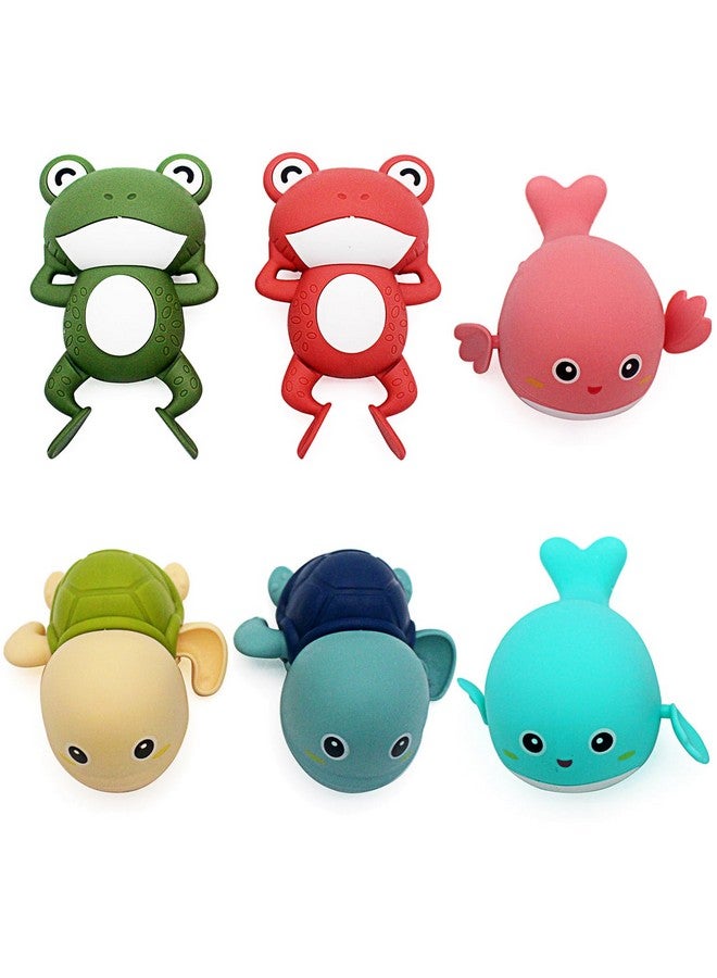 Tipmant Tipmant Cute Baby Toddler Bath Toy Wind Up Animals 2 Turtles, 2 Frog, 2 Whales for Bathtub, Water Tank, Swimming Pool 1-3 Year Old Kids Gifts - 6 Pack - Image 1