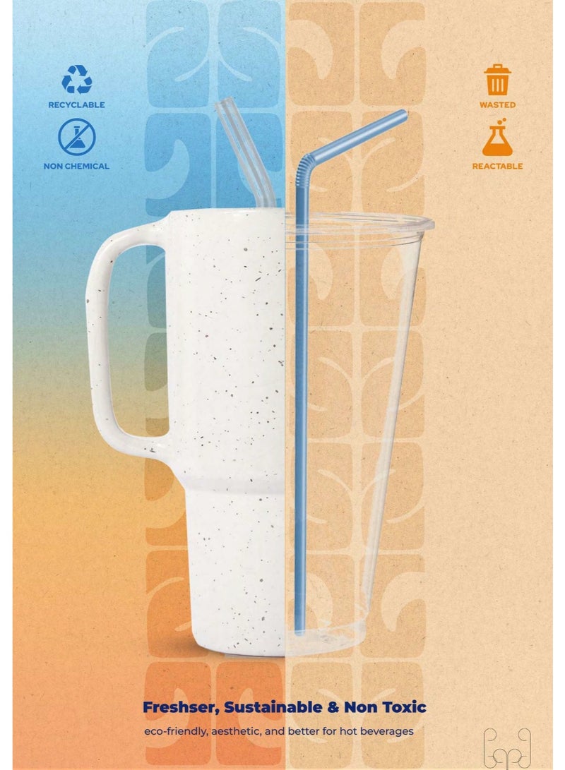 Freshser Sustainable Clay Travel Mug – Reusable, Non-Toxic Clay Cup with Handle & Reusable Straw | Eco-Friendly, Temperature-Stable Drinkware for Hot & Cold Beverages - Image 4