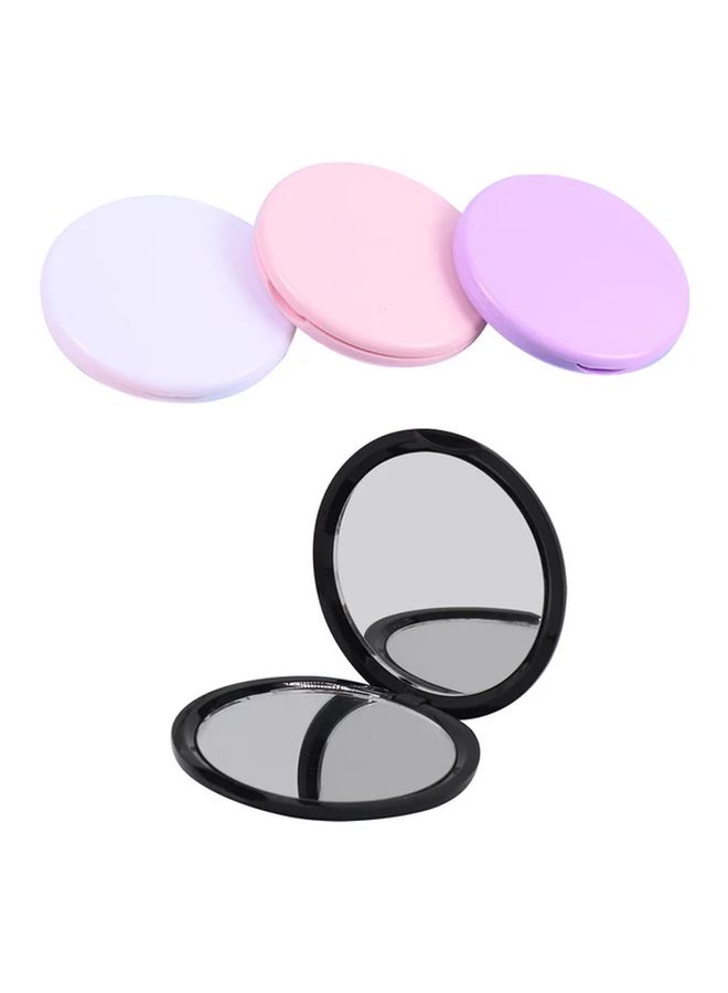 White Double Sided Handheld Folding Makeup Mirror Portable Pocket Sized Travel - Image 1