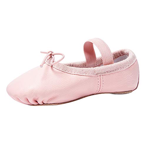 Stelle Ballet Shoes for Girls Toddler Genuine Leather Ballet Dance Slippers for Toddler/Little/Big Kids/Boys(6MT, Pink,with Tie) - Image 1