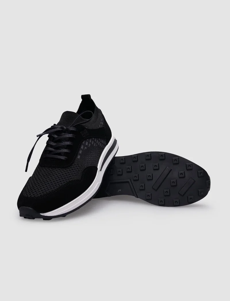 Cabani Knitwear Black Lace-Up Men's Sports Shoes