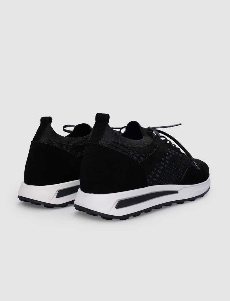 Cabani Knitwear Black Lace-Up Men's Sports Shoes