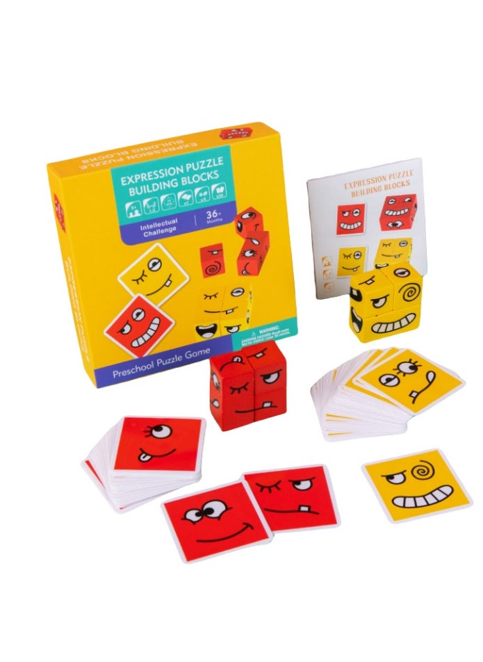 Wooden Face changing puzzle block Montessori toys for children ages 3 and up  - Image 1