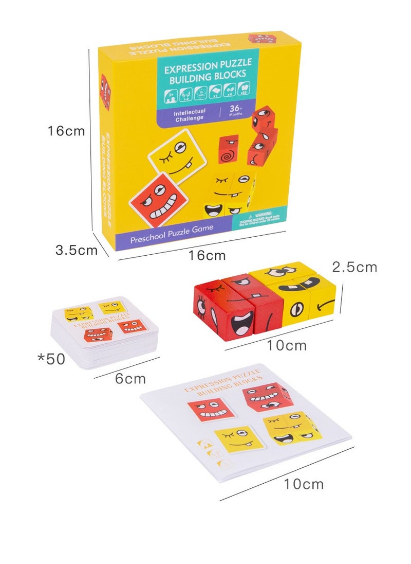 Wooden Face changing puzzle block Montessori toys for children ages 3 and up  - Image 2