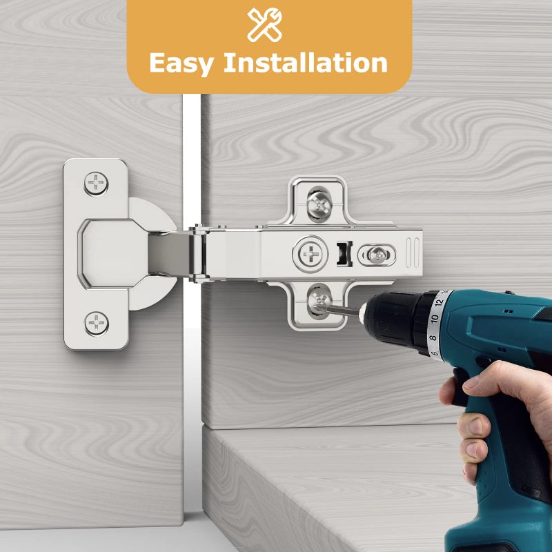 Furniware 10 pcs Soft Close Cabinet Hinge,110 Degree Full Overlay Kitchen Door Hinge,35mm Concealed Kitchen Cabinet Hinges Cabinet Door Plate with Screws - Image 2