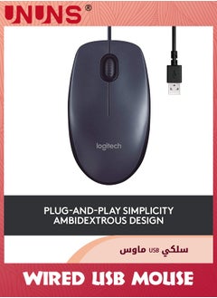 UNUNS Wired Mouse,USB Wired Computer Mouse,3-Button Ergonomic Mice For Home Office,Universal Corded Mouse For Laptops/PC/Desktop/Notebook,Right Or Left Hand Use,Black  - Image 3