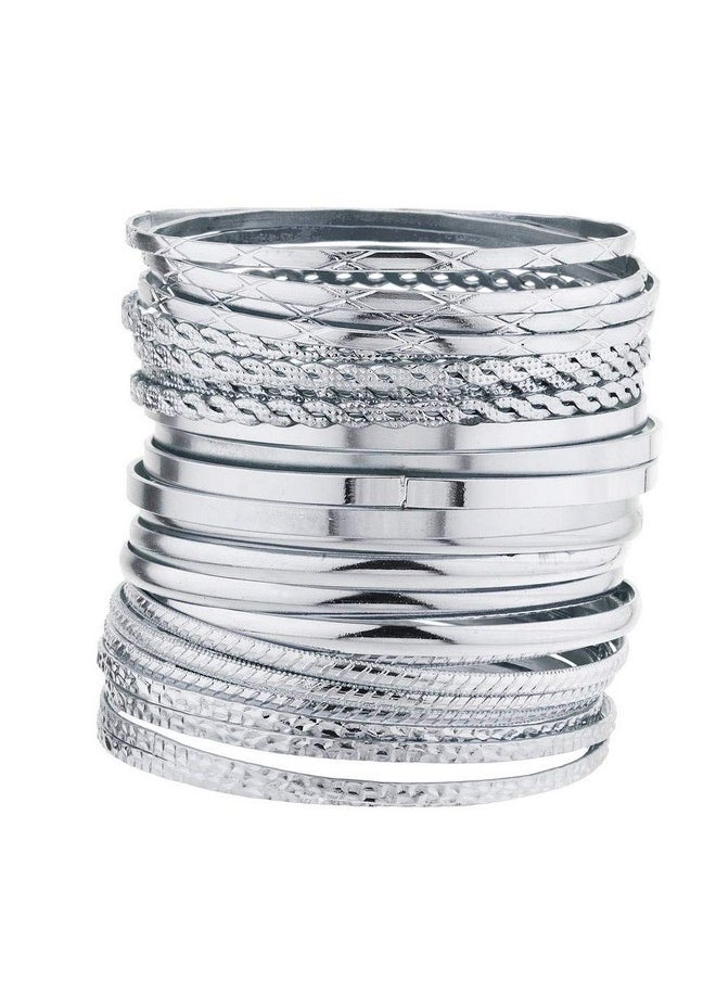 Silver Tone Multi Textured And Smooth Aztec Bangle Set - pzsku/ZE4A7B25017590A5422B9Z/45/_/1733731386/e46f922d-6ee9-4ac2-805d-bc34ae8c2e55