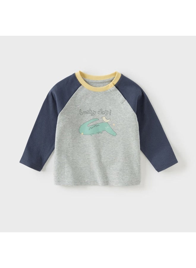 Dave & Bella David Bella Kids Long Sleeve T-Shirt Boys Autumn Bottoming Shirt Girls Baby Knitted Cotton Top - Image 1