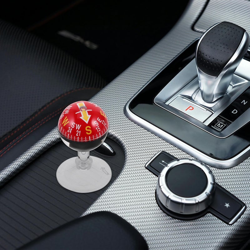 38mm Red Plastic Suction Cup Car Compass Ball for Dashboard Outdoor Marine Navigation - Image 5