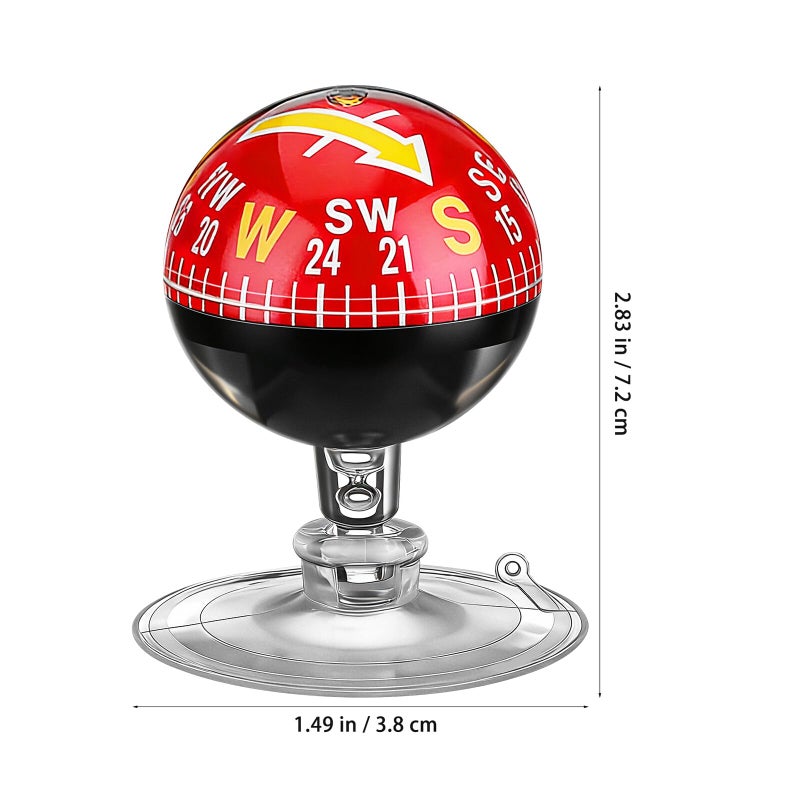 38mm Red Plastic Suction Cup Car Compass Ball for Dashboard Outdoor Marine Navigation - Image 3