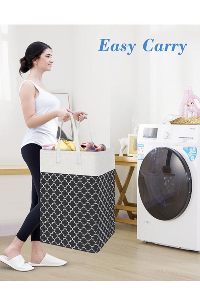 Laundry Baskets,Laundry Hamper with Long Handles,Collapsible Waterproof Clothes Hamper,Freestanding Tall Laundry Bin,Clothes Hamper for Bedroom, Bathroom, Dorm, 75L - Image 1