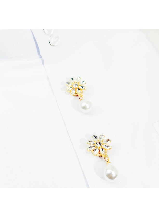 2pcs Fashion Luxury Rhinestone Flower Cufflinks, Pearl Pendant Button Covers for Men and Women, Men's Candora/Dishdasha Button Covers, easy to wear off, no need for needle and thread stitching, can be used for daily wear, holiday parties and dinners, gift for your friends! - Image 3