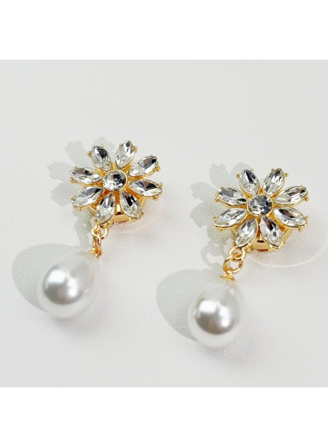 2pcs Fashion Luxury Rhinestone Flower Cufflinks, Pearl Pendant Button Covers for Men and Women, Men's Candora/Dishdasha Button Covers, easy to wear off, no need for needle and thread stitching, can be used for daily wear, holiday parties and dinners, gift for your friends! - Image 1