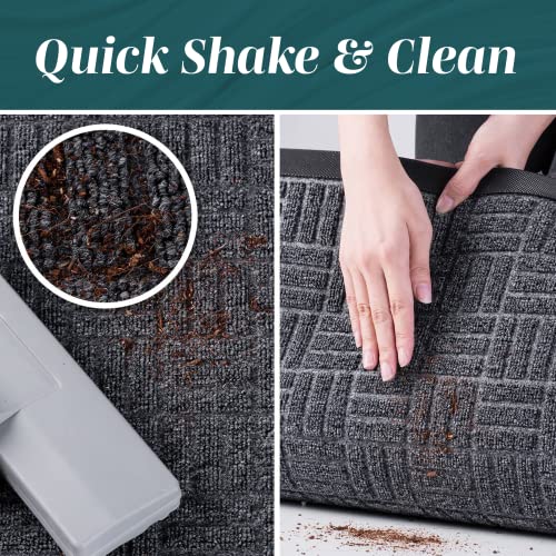 HOMWE Front Door Mats 2 Pc Set 295 x 17 All Weather Entry and Back Yard Indoor and Outdoor Safe Slip Resistant Rubber Backing Absorbent and Waterproof Dirt Trapping Rugs for Entryway - Image 3