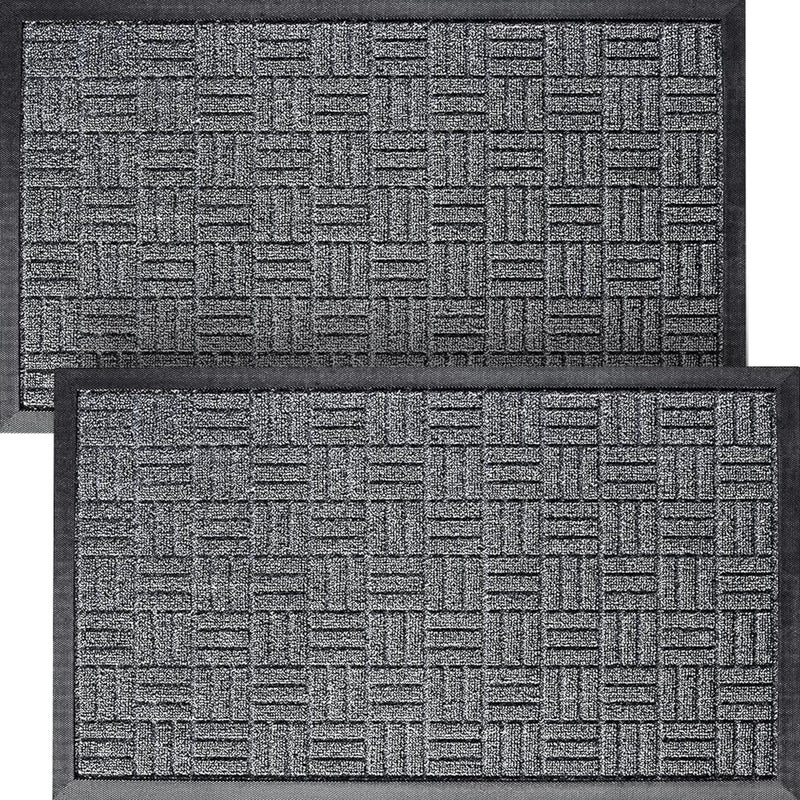 HOMWE Front Door Mats 2 Pc Set 295 x 17 All Weather Entry and Back Yard Indoor and Outdoor Safe Slip Resistant Rubber Backing Absorbent and Waterproof Dirt Trapping Rugs for Entryway - Image 2