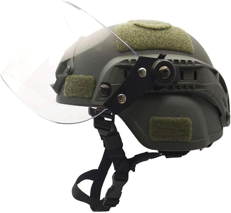 LEJUNJIE Tactical MICH 2000 Fast Helmet with Clear Riot Visor Face Shield Sliding Goggles for Airsoft Paintball CS War Games Outdoor Sports. - Image 1