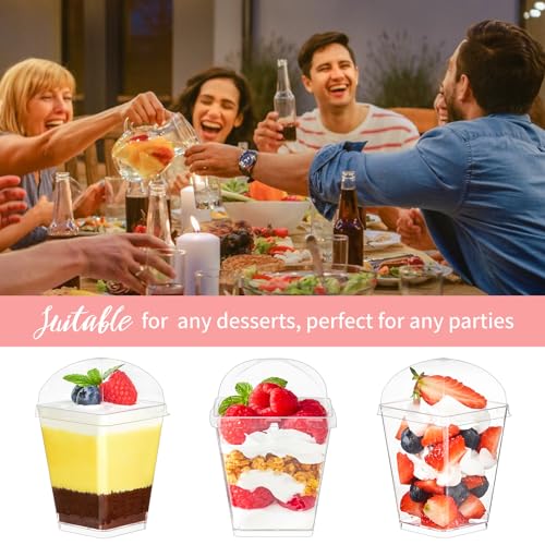 Kucoele 50 Pack 5 oz Dessert Cups with Lids and Spoons, Clear Plastic Parfait Appetizer Cups Dessert Shooters Party Serving Cups for Pudding Fruit Mousse and Yogurt - Image 4