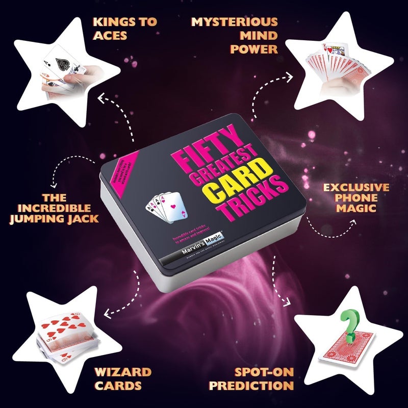 Marvin's Magic Fifty Greatest Card Tricks Set - Fun Magic for Children and Adults - Includes Card Illusions, Close-Up and Mind Reading Tricks - Gift Set Tin for Ages 8+ - Image 3