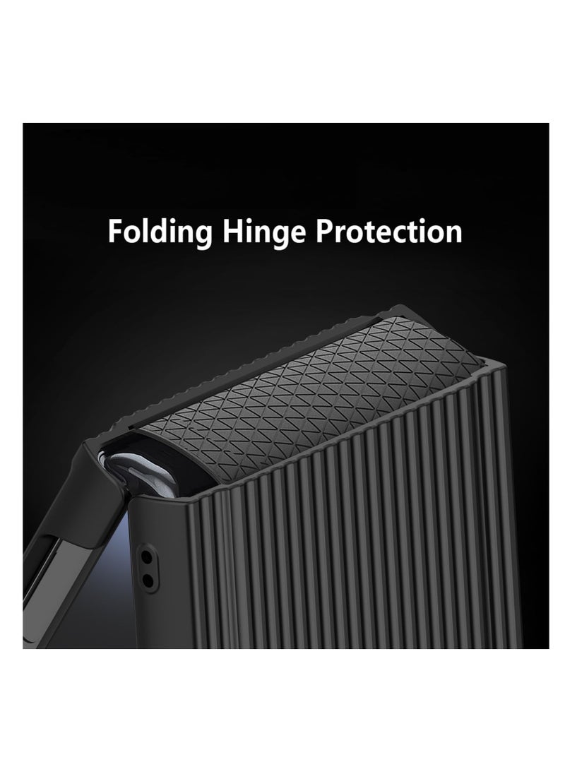 Aookay Case for Samsung Galaxy Z Flip 6, Built-in Front Screen Protector, Shock Resistant and Fall Proof, Hidden Hinge Ultra-Slim Fashion Suitcase-Shaped Protection Cover for Flip 6 (Black)  - Image 4